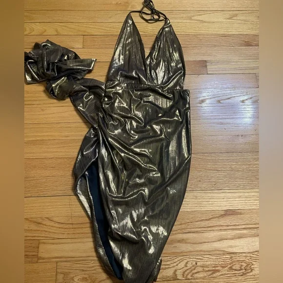 Dresses | Gold Rust Metallic Mini Dress | Poshmark